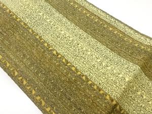 縮緬地縞に草花・幾何学模様名古屋帯